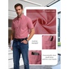 JEMITOP Men’s Classic Lightweight Oxford Button Down Shirts Business Casual Slim Fit Short Sleeve Dress Shirt with Pocket(Coral Red)