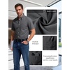 JEMITOP Men’s Classic Lightweight Oxford Button Down Shirts Business Casual Slim Fit Short Sleeve Dress Shirt with Pocket(Dark Grey)