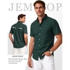 JEMITOP Men’s Classic Lightweight Oxford Button Down Shirts Business Casual Slim Fit Short Sleeve Dress Shirt with Pocket(Forest Green)