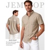 JEMITOP Men’s Classic Lightweight Oxford Button Down Shirts Business Casual Slim Fit Short Sleeve Dress Shirt with Pocket(Khaki)