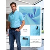 JEMITOP Men’s Classic Lightweight Oxford Button Down Shirts Business Casual Slim Fit Short Sleeve Dress Shirt with Pocket(Lake Blue)