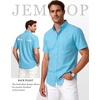 JEMITOP Men’s Classic Lightweight Oxford Button Down Shirts Business Casual Slim Fit Short Sleeve Dress Shirt with Pocket(Lake Blue)