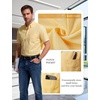 JEMITOP Men’s Classic Lightweight Oxford Button Down Shirts Business Casual Slim Fit Short Sleeve Dress Shirt with Pocket(Lemon Yellow)