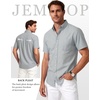 JEMITOP Men’s Classic Lightweight Oxford Button Down Shirts Business Casual Slim Fit Short Sleeve Dress Shirt with Pocket(Light Grey)