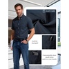 JEMITOP Men’s Classic Lightweight Oxford Button Down Shirts Business Casual Slim Fit Short Sleeve Dress Shirt with Pocket(Navy Blue)