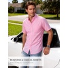 JEMITOP Men’s Classic Lightweight Oxford Button Down Shirts Business Casual Slim Fit Short Sleeve Dress Shirt with Pocket(Pink)