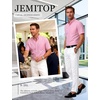 JEMITOP Men’s Classic Lightweight Oxford Button Down Shirts Business Casual Slim Fit Short Sleeve Dress Shirt with Pocket(Pink)
