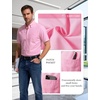 JEMITOP Men’s Classic Lightweight Oxford Button Down Shirts Business Casual Slim Fit Short Sleeve Dress Shirt with Pocket(Pink)