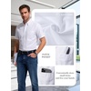 JEMITOP Men’s Classic Lightweight Oxford Button Down Shirts Business Casual Slim Fit Short Sleeve Dress Shirt with Pocket(White)