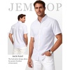 JEMITOP Men’s Classic Lightweight Oxford Button Down Shirts Business Casual Slim Fit Short Sleeve Dress Shirt with Pocket(White)