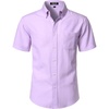 JEMITOP Men’s Classic Lightweight Oxford Button Down Shirts Business Casual Slim Fit Short Sleeve Dress Shirt with Pocket(Lavender Purple)