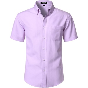 JEMITOP Men’s Classic Lightweight Oxford Button Down Shirts Business Casual Slim Fit Short Sleeve Dress Shirt with Pocket(Lavender Purple)