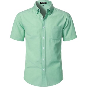 JEMITOP Men’s Classic Lightweight Oxford Button Down Shirts Business Casual Slim Fit Short Sleeve Dress Shirt with Pocket(Mint Green)