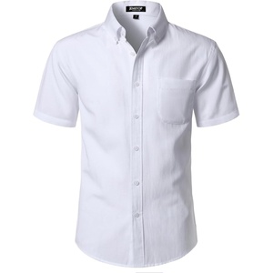 JEMITOP Men’s Classic Lightweight Oxford Button Down Shirts Business Casual Slim Fit Short Sleeve Dress Shirt with Pocket(White)