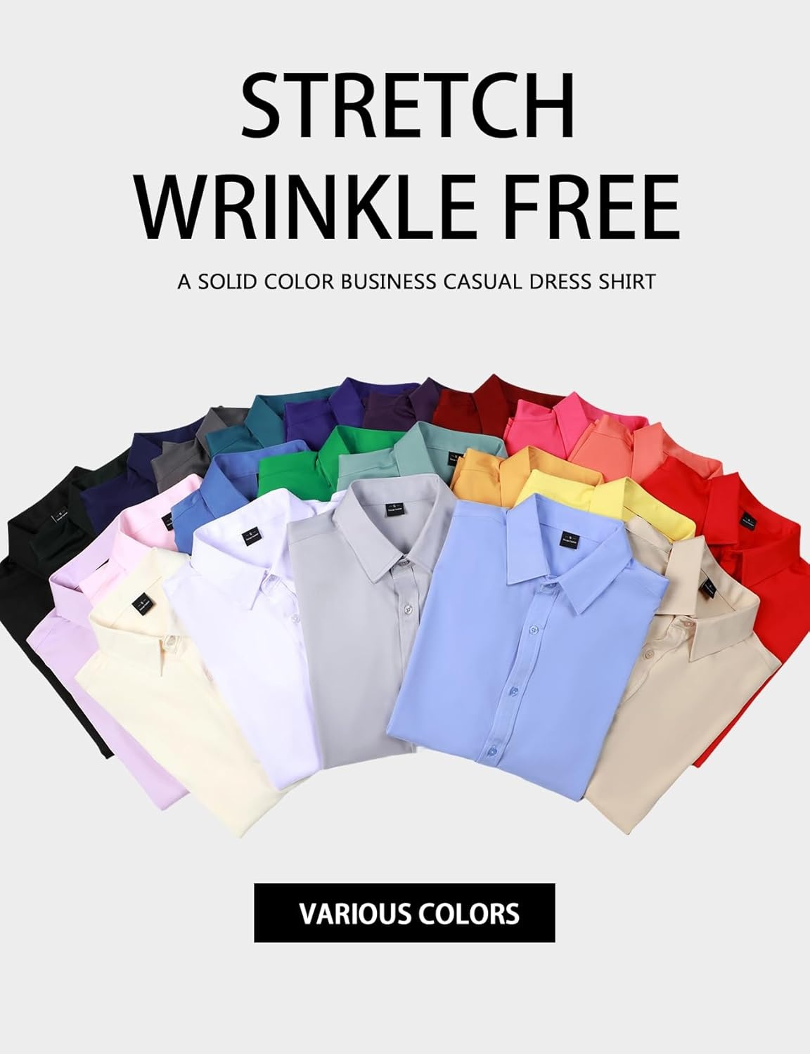 image:imageJEMITOP Mens Stretch WrinkleFree Soft Slim Fit Dress Shirts Long Sleeve Formal Wedding Business Casual Button Down ShirtPink