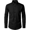 JEMITOP Men’s Stretch Wrinkle-Free Soft Slim Fit Dress Shirts Long Sleeve Formal Wedding Business Casual Button Down Shirt(Black)
