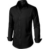JEMITOP Men’s Stretch Wrinkle-Free Soft Slim Fit Dress Shirts Long Sleeve Formal Wedding Business Casual Button Down Shirt(Black)