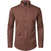 JEMITOP Men’s Stretch Wrinkle-Free Soft Slim Fit Dress Shirts Long Sleeve Formal Wedding Business Casual Button Down Shirt(Brown)