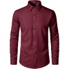 JEMITOP Men’s Stretch Wrinkle-Free Soft Slim Fit Dress Shirts Long Sleeve Formal Wedding Business Casual Button Down Shirt(Burgundy)