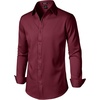 JEMITOP Men’s Stretch Wrinkle-Free Soft Slim Fit Dress Shirts Long Sleeve Formal Wedding Business Casual Button Down Shirt(Burgundy)