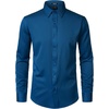 JEMITOP Men’s Stretch Wrinkle-Free Soft Slim Fit Dress Shirts Long Sleeve Formal Wedding Business Casual Button Down Shirt(Dark Blue)