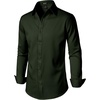 JEMITOP Men’s Stretch Wrinkle-Free Soft Slim Fit Dress Shirts Long Sleeve Formal Wedding Business Casual Button Down Shirt(Deep Forest Green)