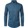 JEMITOP Men’s Stretch Wrinkle-Free Soft Slim Fit Dress Shirts Long Sleeve Formal Wedding Business Casual Button Down Shirt(Dusty Blue)