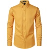 JEMITOP Men’s Stretch Wrinkle-Free Soft Slim Fit Dress Shirts Long Sleeve Formal Wedding Business Casual Button Down Shirt(Gold)