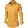 JEMITOP Men’s Stretch Wrinkle-Free Soft Slim Fit Dress Shirts Long Sleeve Formal Wedding Business Casual Button Down Shirt(Gold)