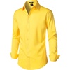 JEMITOP Men’s Stretch Wrinkle-Free Soft Slim Fit Dress Shirts Long Sleeve Formal Wedding Business Casual Button Down Shirt(Lemon Yellow)
