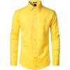 JEMITOP Men’s Stretch Wrinkle-Free Soft Slim Fit Dress Shirts Long Sleeve Formal Wedding Business Casual Button Down Shirt(Lemon Yellow)