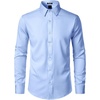 JEMITOP Men’s Stretch Wrinkle-Free Soft Slim Fit Dress Shirts Long Sleeve Formal Wedding Business Casual Button Down Shirt(Light Blue)
