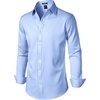 JEMITOP Men’s Stretch Wrinkle-Free Soft Slim Fit Dress Shirts Long Sleeve Formal Wedding Business Casual Button Down Shirt(Light Blue)
