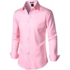 JEMITOP Men’s Stretch Wrinkle-Free Soft Slim Fit Dress Shirts Long Sleeve Formal Wedding Business Casual Button Down Shirt(Pink)