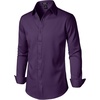 JEMITOP Men’s Stretch Wrinkle-Free Soft Slim Fit Dress Shirts Long Sleeve Formal Wedding Business Casual Button Down Shirt(Purple)