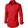 JEMITOP Men’s Stretch Wrinkle-Free Soft Slim Fit Dress Shirts Long Sleeve Formal Wedding Business Casual Button Down Shirt(Red)