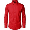 JEMITOP Men’s Stretch Wrinkle-Free Soft Slim Fit Dress Shirts Long Sleeve Formal Wedding Business Casual Button Down Shirt(Red)