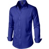 JEMITOP Men’s Stretch Wrinkle-Free Soft Slim Fit Dress Shirts Long Sleeve Formal Wedding Business Casual Button Down Shirt(Royal Blue)