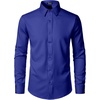 JEMITOP Men’s Stretch Wrinkle-Free Soft Slim Fit Dress Shirts Long Sleeve Formal Wedding Business Casual Button Down Shirt(Royal Blue)