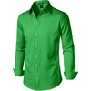JEMITOP Men’s Stretch Wrinkle-Free Soft Slim Fit Dress Shirts Long Sleeve Formal Wedding Business Casual Button Down Shirt(Shamrock Green)