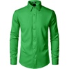 JEMITOP Men’s Stretch Wrinkle-Free Soft Slim Fit Dress Shirts Long Sleeve Formal Wedding Business Casual Button Down Shirt(Shamrock Green)