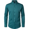 JEMITOP Men’s Stretch Wrinkle-Free Soft Slim Fit Dress Shirts Long Sleeve Formal Wedding Business Casual Button Down Shirt(Teal)