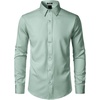 JEMITOP Men’s Stretch Wrinkle-Free Soft Slim Fit Dress Shirts Long Sleeve Formal Wedding Business Casual Button Down Shirt(Turquoise)
