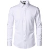 JEMITOP Men’s Stretch Wrinkle-Free Soft Slim Fit Dress Shirts Long Sleeve Formal Wedding Business Casual Button Down Shirt(White)