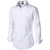 JEMITOP Men’s Stretch Wrinkle-Free Soft Slim Fit Dress Shirts Long Sleeve Formal Wedding Business Casual Button Down Shirt(White)