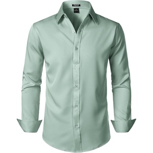 JEMITOP Men’s Stretch Wrinkle-Free Soft Slim Fit Dress Shirts Long Sleeve Formal Wedding Business Casual Button Down Shirt(Turquoise)