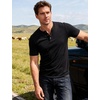 JEMITOP Mens Stretch Henley Slim Fit T-Shirt Summer Casual 3 Buttons Short Sleeve Tee Shirts(Black)