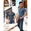 JEMITOP Mens Stretch Henley Slim Fit T-Shirt Summer Casual 3 Buttons Short Sleeve Tee Shirts(Denim Blue)