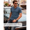 JEMITOP Mens Stretch Henley Slim Fit T-Shirt Summer Casual 3 Buttons Short Sleeve Tee Shirts(Denim Blue)
