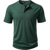 JEMITOP Mens Stretch Henley Slim Fit T-Shirt Summer Casual 3 Buttons Short Sleeve Tee Shirts(Green)
